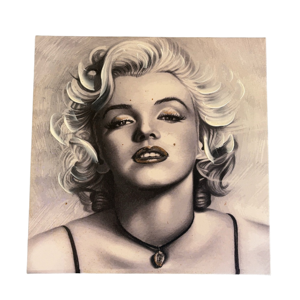 🦋2 For $50🦋Monochrome Marilyn Glam Portrait Canvas with Gold Accents